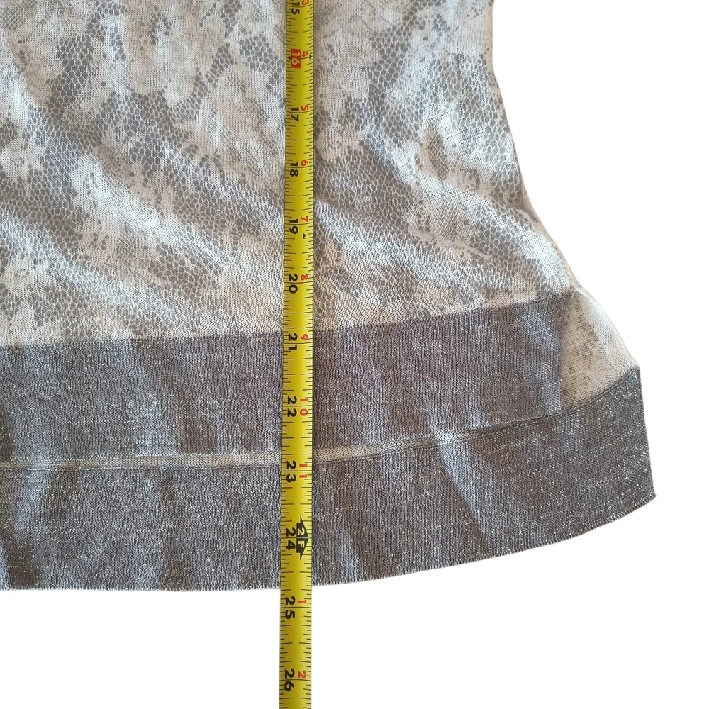 Chico's Modern Lace Lightweight Metallic Gray Cardigan Size 2 (US Size L or 12)